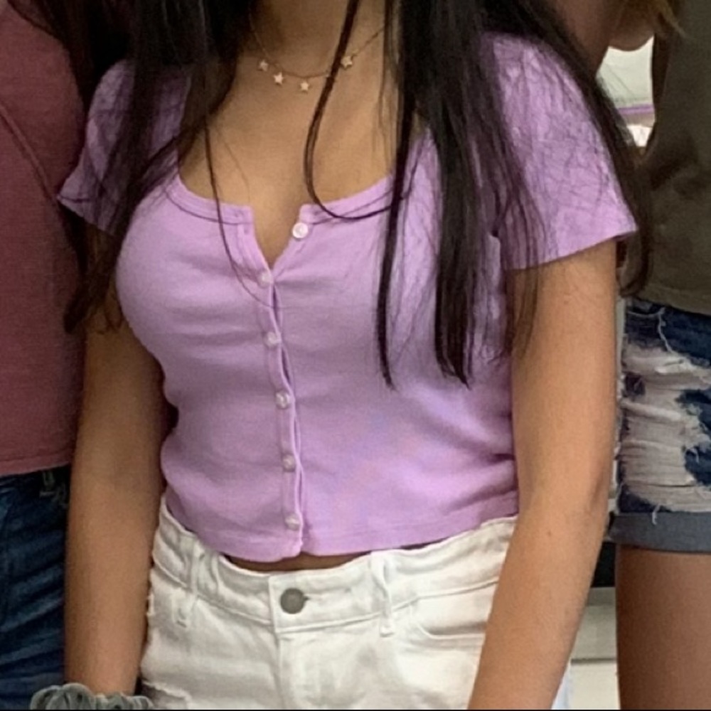 Lavender brandy Melville cardigan style crop top